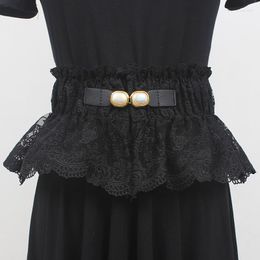 Belts Women's Runway Fashion Elastic Lace Cummerbunds Female Dress Corsets Waistband Decoration Wide Belt R499