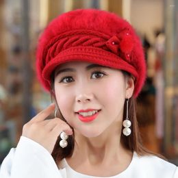 Ball Caps Women Peaked Hat Plush Beret Stretchy Knitting Skullies Beanie