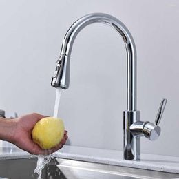 Kitchen Faucets Pull Down Basin Faucet 360° Retractable Multifunction Sprayer Head Single Hole Chrome Sink Mixer Tap