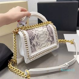 Gold Chain Shoulder Bags Leather Crossbody Bags Handle Luxurys Handbags Woman Snakeskin Texture Fashion Cross Body Purses