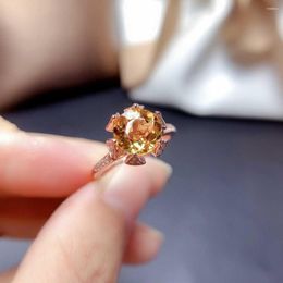 Cluster Rings 14K Rose Gold Natural Ametrine Gemstone Jewellery Wedding Open Ring For Women Anillos Silver 925 Bizuteria Topaz Box