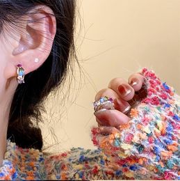 Hoop Earrings YOUNGX 2023 Korean Y2K Colourful Crystal Fashion Elegant Shiny Zircon Earring For Women Jewellery Gift