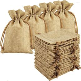 Gift Wrap 50/100PCS Burlap Bags With Drawstring Small Christmas For Wedding Party Favours Jewellery And Treat Pouches