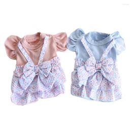 Dog Apparel Dogs And Cats Dress Skirt Pink Blue Floral Shoulder Strap Design Pet Puppy Spring/Summer Clothes Outfit 2 Colour