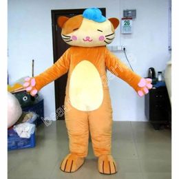 Yellow Cat Mascot Costume Cartoon Character Outfit Suit Halloween Party Outdoor Carnival Festival Fancy Dress for Men Women