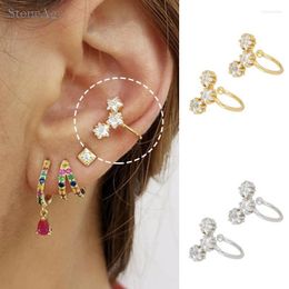 Backs Earrings Dainty String Crystal Star Earclip For Female No Pierced Ear Cartilage Orbital Y2k Fashion Jewellery Wholesale KCE244