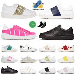 mens womens valentine's shoes black white navy pink blue golden spikes glittering rivets loafers casual dress shoe leather luxury valentinety sneakers trainers