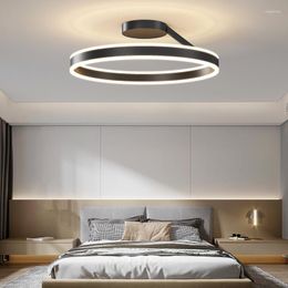 Ceiling Lights Modern Bedroom Led Lamp Black White Simple Ring Surface Dimmable For Living Room Dining