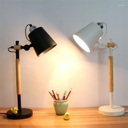 Table Lamps Nordic Lamp Creative Fashion Solid Wood Student Reading Book Study Dormitory Bedroom Bedside Desk E27 Screw