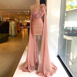 Party Dresses Fancy Short Prom Dress 2023 With Beaded Sexy Chiffon Cocktail Homecoming Ribbon Women Birthday Evening