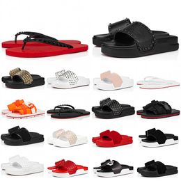 2023 Luxury Hot Designer Slippers Men Rivets Shoes fluffy Slipper Women Mens Black White Beige soft Red Platform Sandal Flat Slides Flip Flops Pool Paris Sandals
