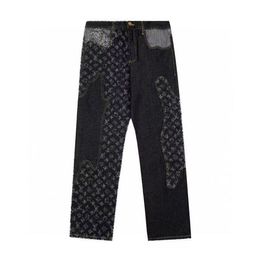 Men's jeans Women's tattered patches are fashion brand pants Women's fashion loose pants 1Z2X121058