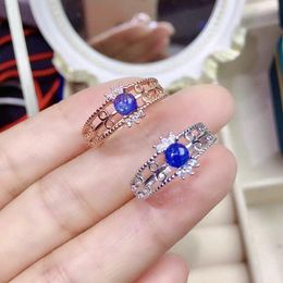 Cluster Rings Design Style Sapphire Ring For Office Woman 3mm 0.15ct Natural Blue Silver 925 Jewellery