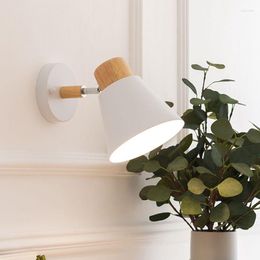 Wall Lamp Nordic Wooden LED Minimalist Macaron Rotatable Indoor Illuminations For Living Room Bedroom Study Decor Fixture Lustre