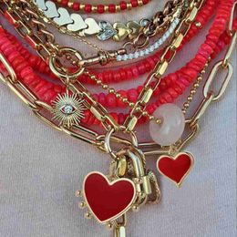 Fashion Heart Charms for Women Jewellery Enamel Charms for Jewellery Making Diy Pendant Necklace Stainless Steel Chain Wholesale L230704