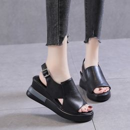 for Shoes Women 542 Wedge Summer Sandals Solid Colour Open Toe High Heels Casual Ladies Buckle Strap Fashion Female Sandalias Mujer 2 81