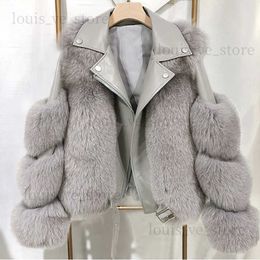 Women Faux Fur Coat with Fur Winter Fashion Motocycle Style Luxury Fur Leather Jackets Woman Trendy Overcoats 210902 T230808