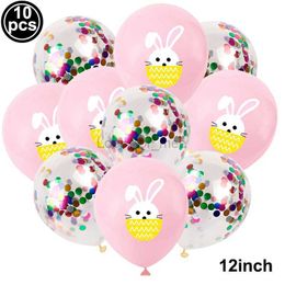 10pcs Easter Party Latex Balloon Bunny Eggs Balloon Rabbit Balloon Happy Easter Balloon Spring Easter Birthday Theme Party Decor HKD230808