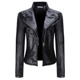 Women's Leather Faux Leather Liva girl New Loose PU Faux Leather Jacket Women Classic Moto Biker Jacket Spring Autumn Lady Basic Coat Plus Size Outerwear HKD230808