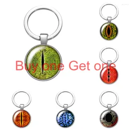 Keychains Pupil Eye Write Round Glass Cabochon Keychain Bag Car Key Chain Ring Holder Silver Color For Men Women Gifts