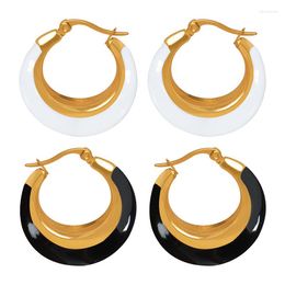 Hoop Earrings Wen's Personalized Black White Big Fashionable Versatile Commuting Banquet Temperament Exquisite Ear Accessories