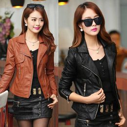 Women's Leather Faux Leather Fashion Autumn Women Pu Leather Jacket Slim Motor Outwear Coat Zippers Roupas De Couro Femininos 4XL Elegant Punk Coat HKD230808