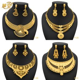 Wedding Jewelry Sets XUHUANG France Luxury Plated Jewelry Set For Women Dubai Bridal Wedding Necklace And Earrings Set African Necklace Choker Gifts 230808