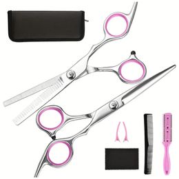 7-Piece Professional Hair Cutting & Styling Kit - Thinning Shears, Haircut Accessories & PU Leather Case - Perfect for Women, Men & Pet Grooming