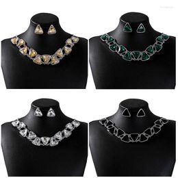 Pendant Necklaces Vintage Geometric Triangle Necklace Personalised Exaggerate Luxury Jewellery Set Evening Dress Accessories Earrings