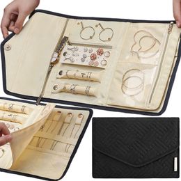 Jewellery Boxes Large Portable Organiser Roll Foldable Case for Bracelet Ring Necklaces Earring Storage Bag Travel Bags 230808