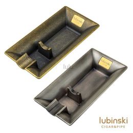 LUBINSKI Metal Vintage Design Long Single Slot Cigar Zinc Alloy Electroplating Copper Ashtray HKD230808
