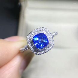 Wedding Rings Exquisite Princess Cut Royal Blue Gems Zircon Bridal Engagement Jewelry White Crystal Gift