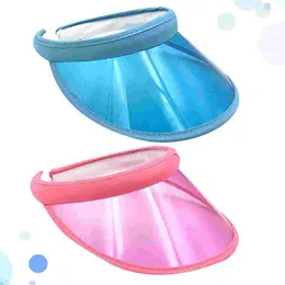 Bandanas 2Pcs Fashion Empty Hat Outdoor Leisure Sun Block Plastic Summer Ultraviolet-proof Adjustable (Pink Blue)