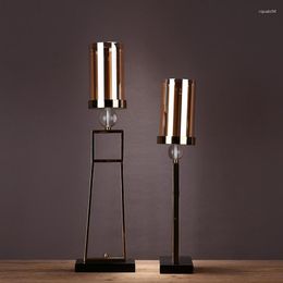 Candle Holders Glass Modern Metal Cute Pillar Iron Minimalist Home Decorations Technology Portavelas