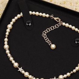 Chains Women's High Quality Elegant Luxury Pearl Necklace Vintage Original Pentagram Design Clavicle Chain Choker
