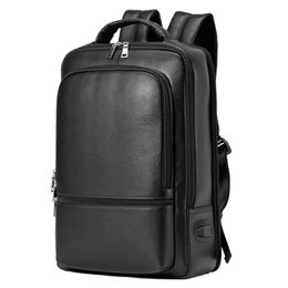School Bags Large Capacity Men's Genuine Leather Backpack Laptop Bag Male Men Daypacks Casual Travel 156inch 230807
