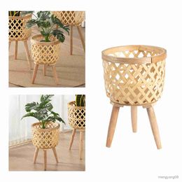 Planters Pots Pot Bunga Tangan Kayu Dapat Dilepas untuk Balkon R230808