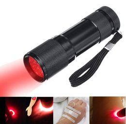 Mini Portable Bright 9led red Light Flashlight Key Chain Flashing Lights Torch t for hunting forensic light sources Lamp