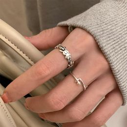 Cluster Rings Trendy 925 Sterling Silver Zodiac Carrot Opening Ring Adjustable For Women Personality Minimalist Jewelry Gift