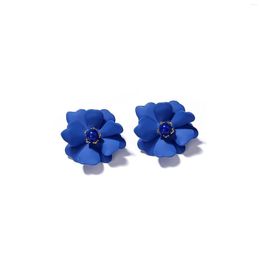 Backs Earrings Unique Handmade Bohemian Large Matte Resin Flower Ear Studs Dainty Elegant Acrylic Petal Dangle Drop For Women