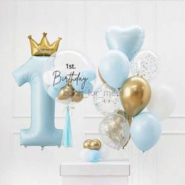 40inch Prince Crown Number Foil Balloons 1st Birthday Party Decorations Kids Boy Girl First One Year Anniversary Globos Supplies HKD230808
