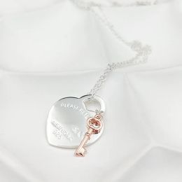Halsketten Schlüssel- und Herz-Halskette Damen Silber Sterling-Schmuck Geschenke Ism Co Halskette Schmuck Designer für Damen