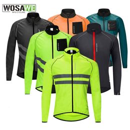 Cycling Shirts Tops WOSAWE Ultralight Men's Cycling Windbreaker Reflective Jacket Windproof Bike Jacket Water Resistant MTB Road Bicycle Long Jersey 230807