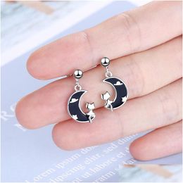 Stud Earrings Prevent Allergy Sier Colour Fashion Charm Women Girl Exquisite Cat Creative Birthday Party Gifts Drop Delivery J Dhgarden Dhuyb