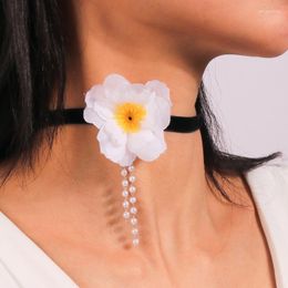 Choker Flower Scarf Necklaces Wedding Party Jewellery Cloth Accessories Tie