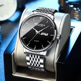 Wristwatches Drop Business Quartz Wristwatch Ultra Thin Simple Casual Bracelet Watches For Male Clock Steel Waterproof Men's