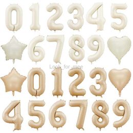 40inch Cream White Colour Big Number Foil Balloon 0 1 2 3 4 5 6 7 8 9 Balls Birthday Party Baby Shower Wedding Decorations Globos HKD230808