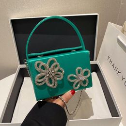 Evening Bags Shiny Diamonds Flower Design Box Party Nightclub Fashion Handbags Luxury Designer Tote Bag For Women Crossbody