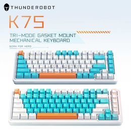 K75 Mechanical Keyboard THUNDEROBOT 75 Keys RGB Hot Swappable Red Switch 2.4G Wireless Keyboard Bluetooth for PC Laptop Win/Mac HKD230808