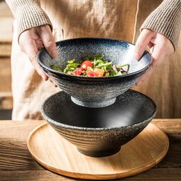 Bowls Japanese Style Ramen Bowl Household Large Sea Retro Hat Dish Commercial Ceramic Soup Noodle